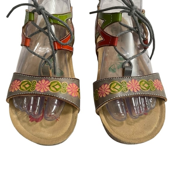 Spring Step L'Artiste 38 (7.5- 8 )Loma Lace Up Cork Wedge Sandals - Picture 7 of 14